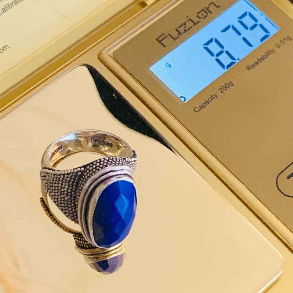 Vintage BA Suarti Sterling Silver Ring Faceted Lapis Lazuli Stone Size 6 US - Picture 10 of 11